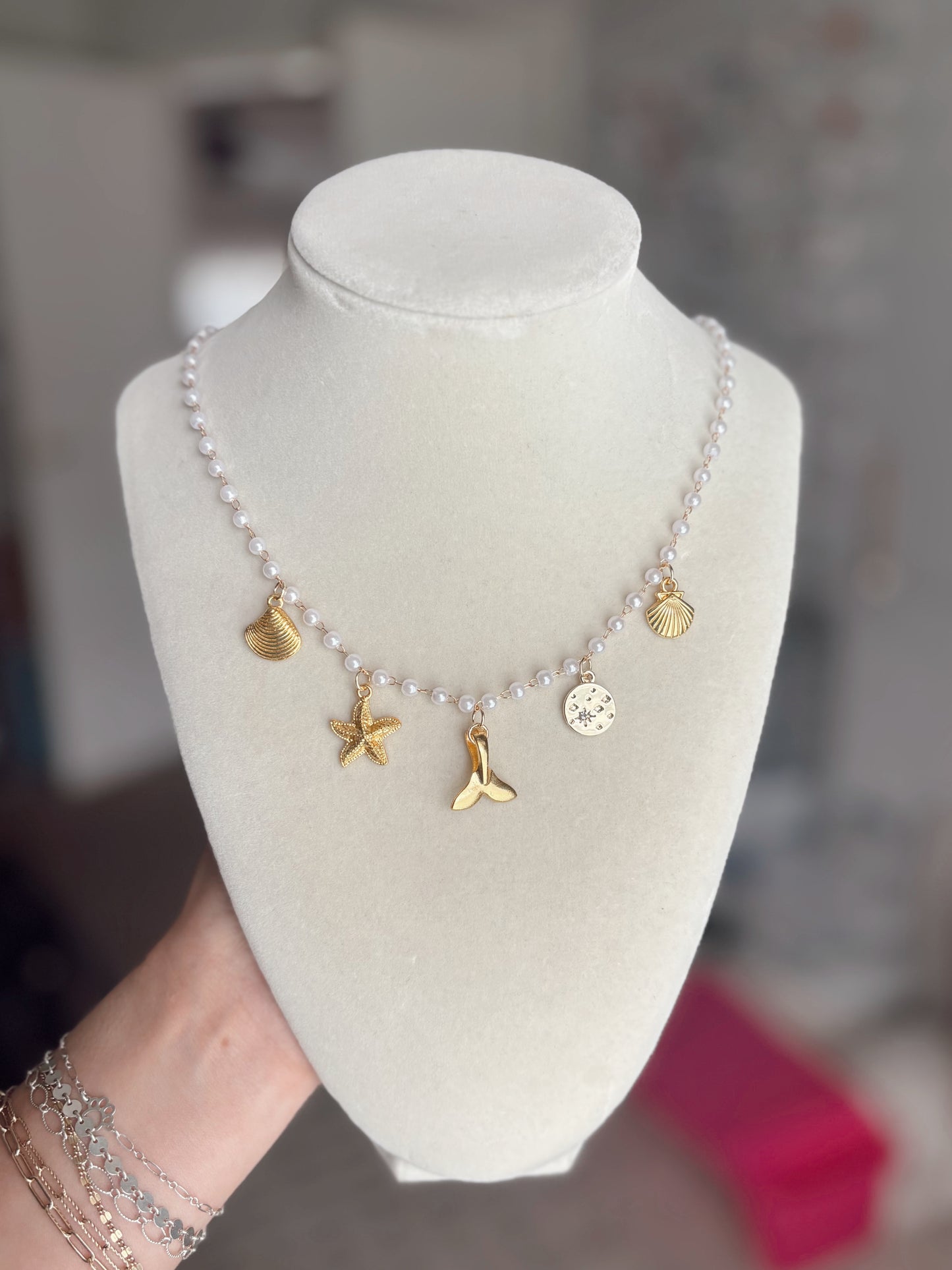 Pearl Beach Charm Necklace