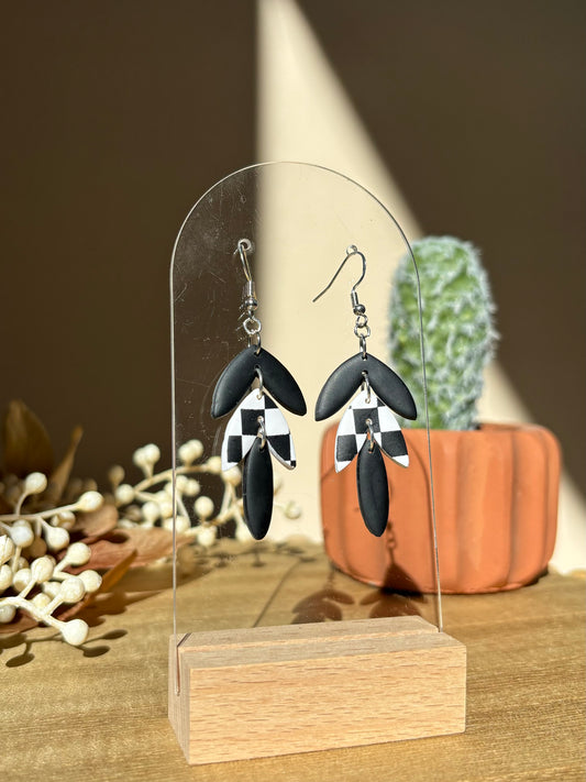 Black & Checkered Elegant Shaped Dangle