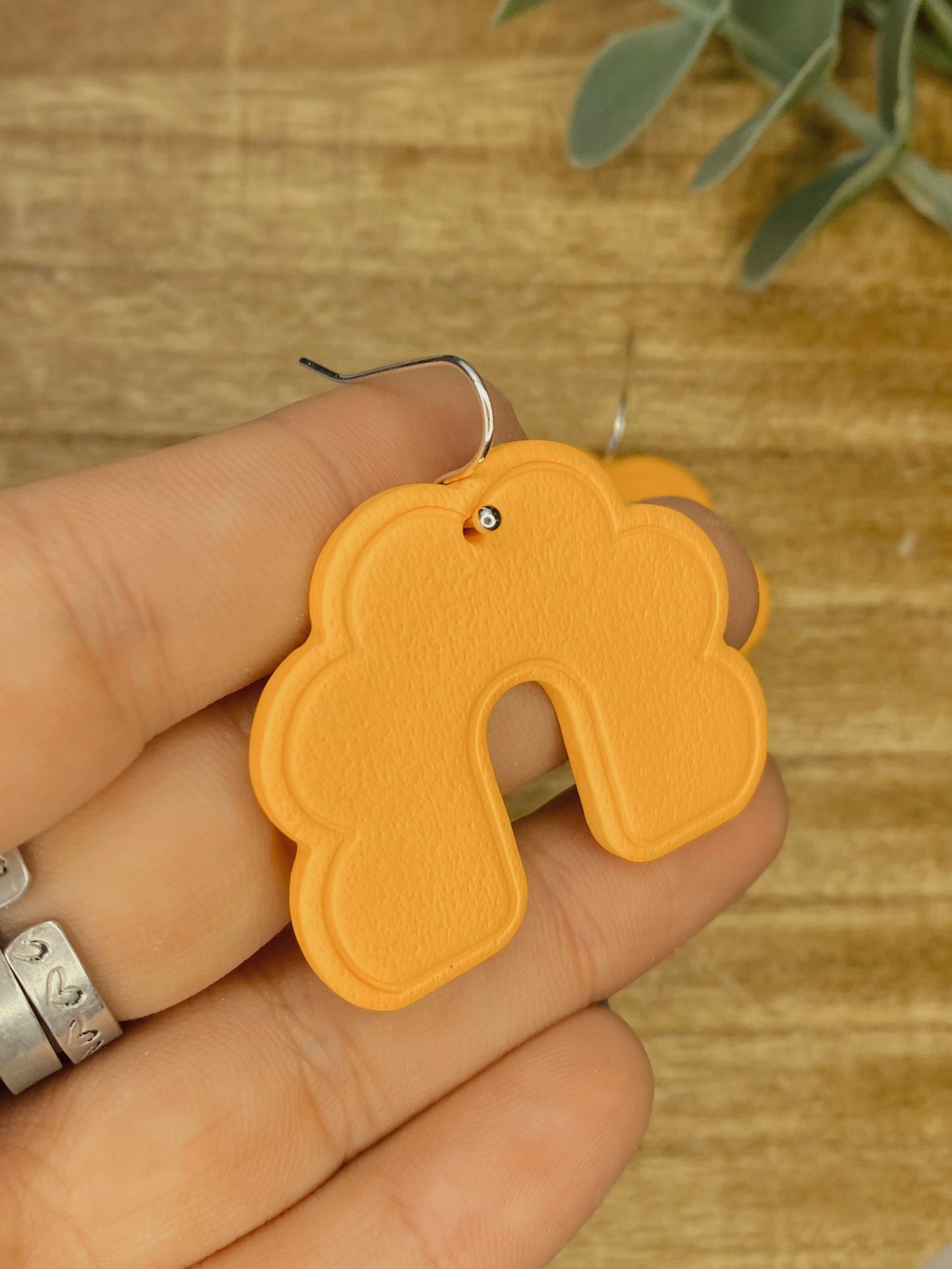 Orange Scalloped Arched Dangle