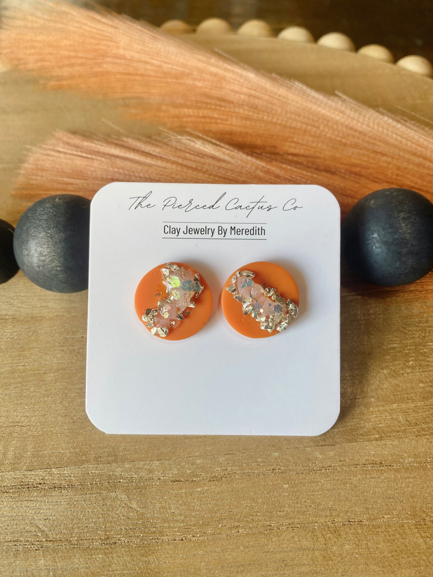 Orange Druzy Stud