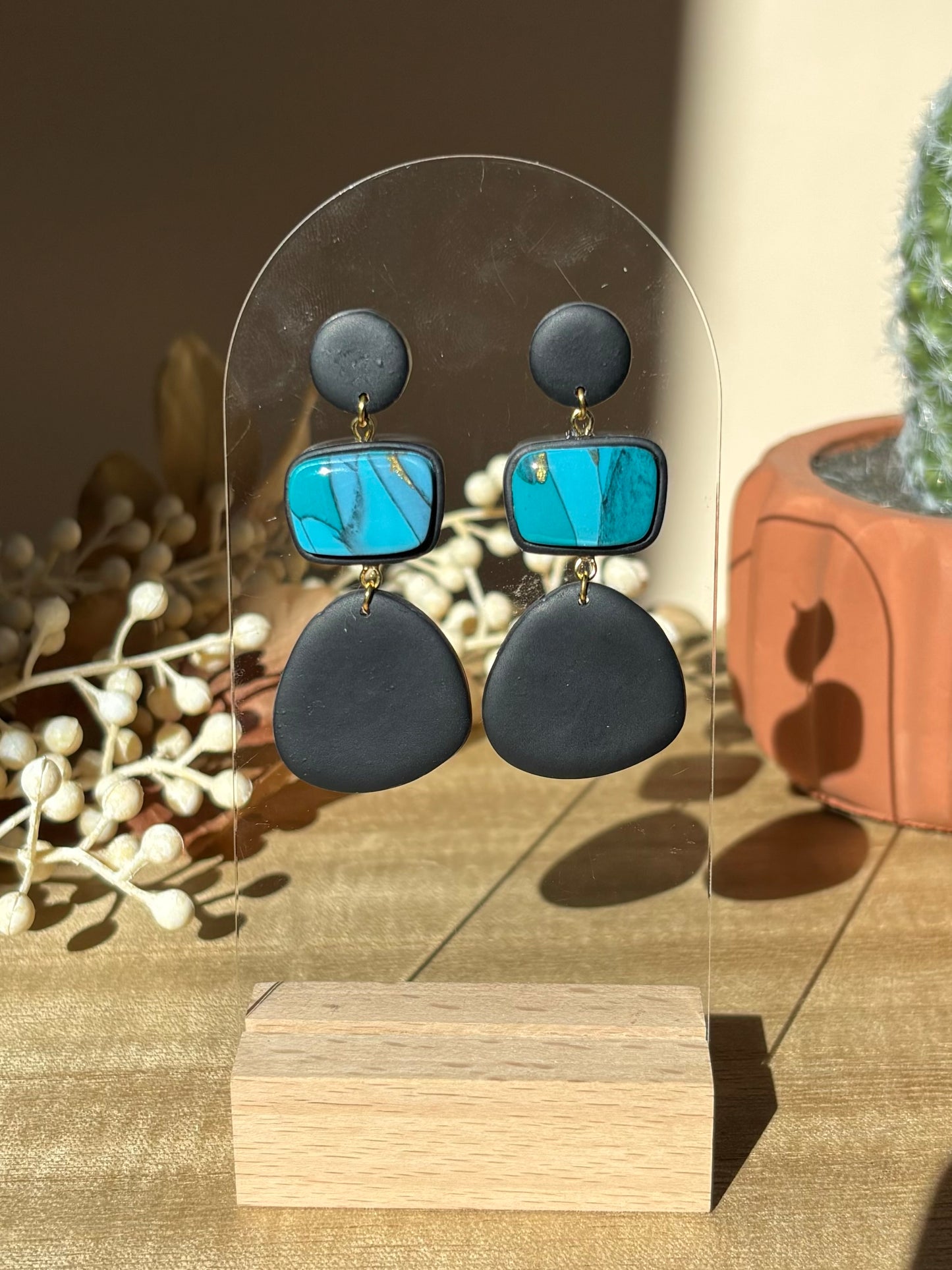 Black & Turquoise Stone Dangle