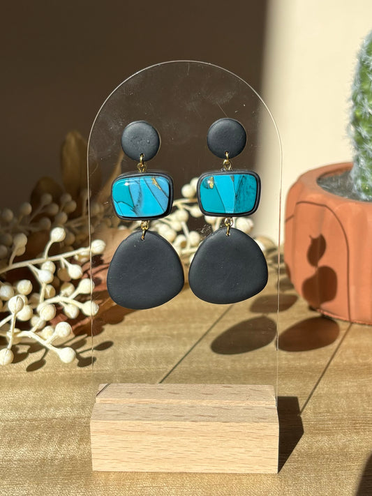 Black & Turquoise Stone Dangle