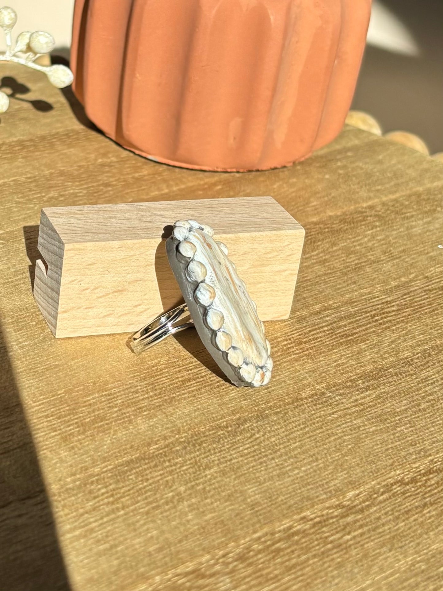 Cream Squash Blossom Adjustable Ring