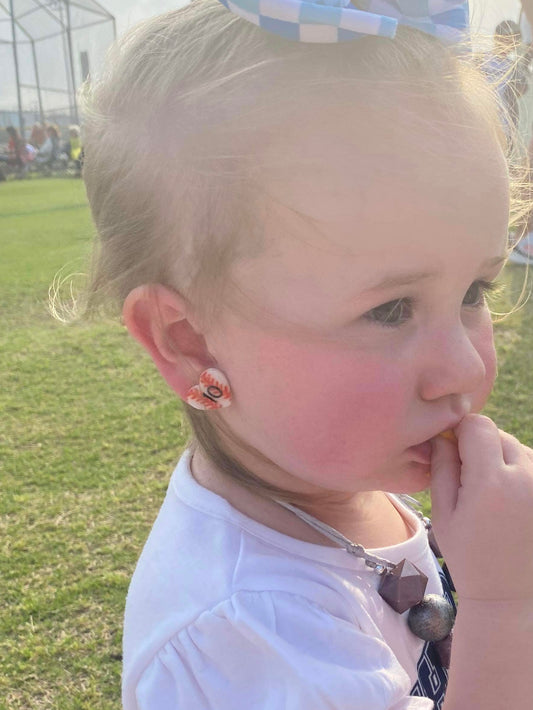 Custom Baseball Heart Studs