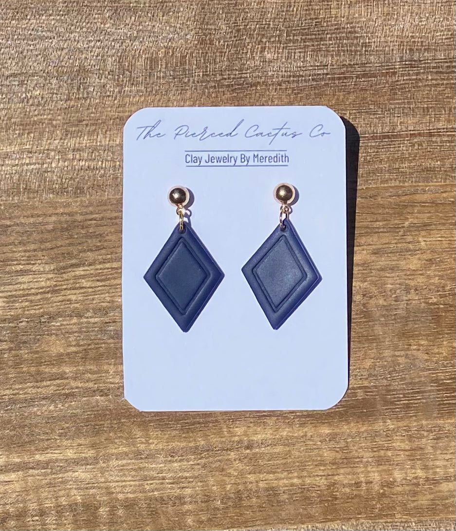 (Gold) Navy Blue Dangle