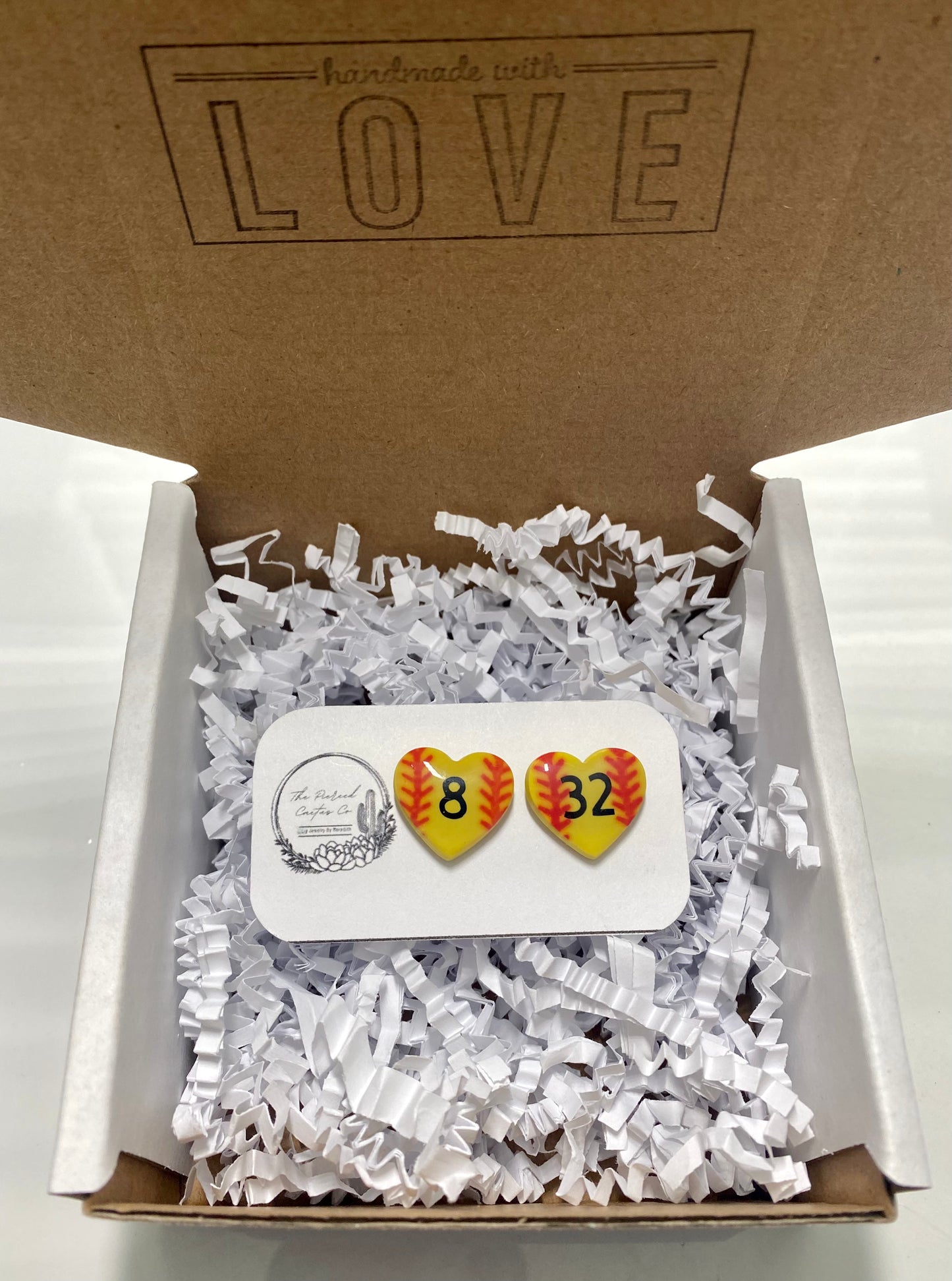 Custom Softball Heart Studs