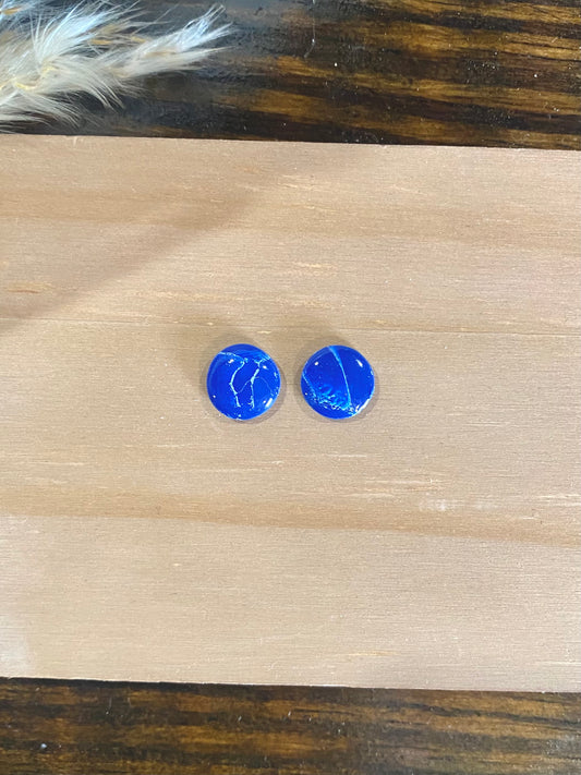 Small Blue Marbled Glossed Stud