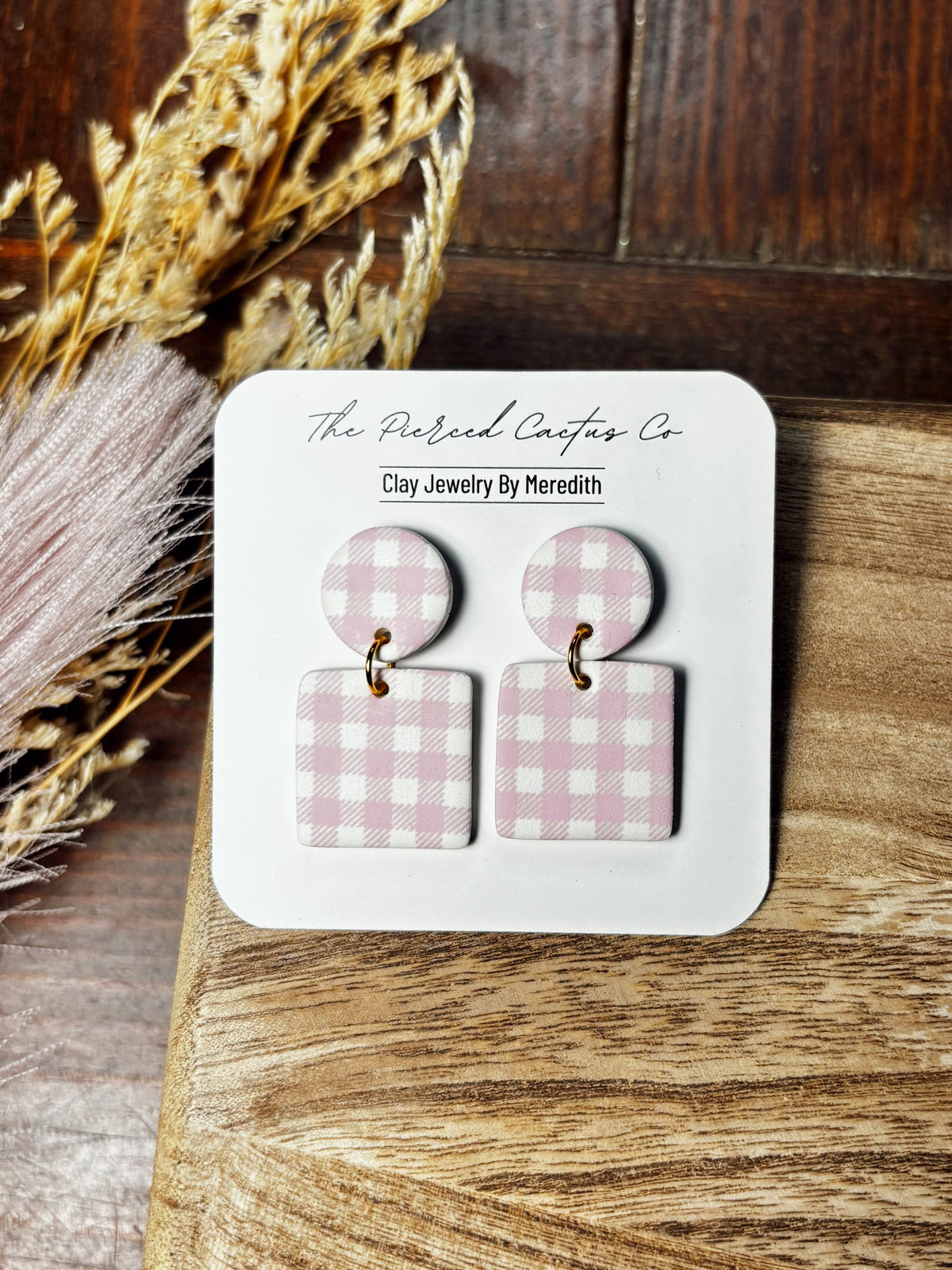 Pink Gingham Dangle