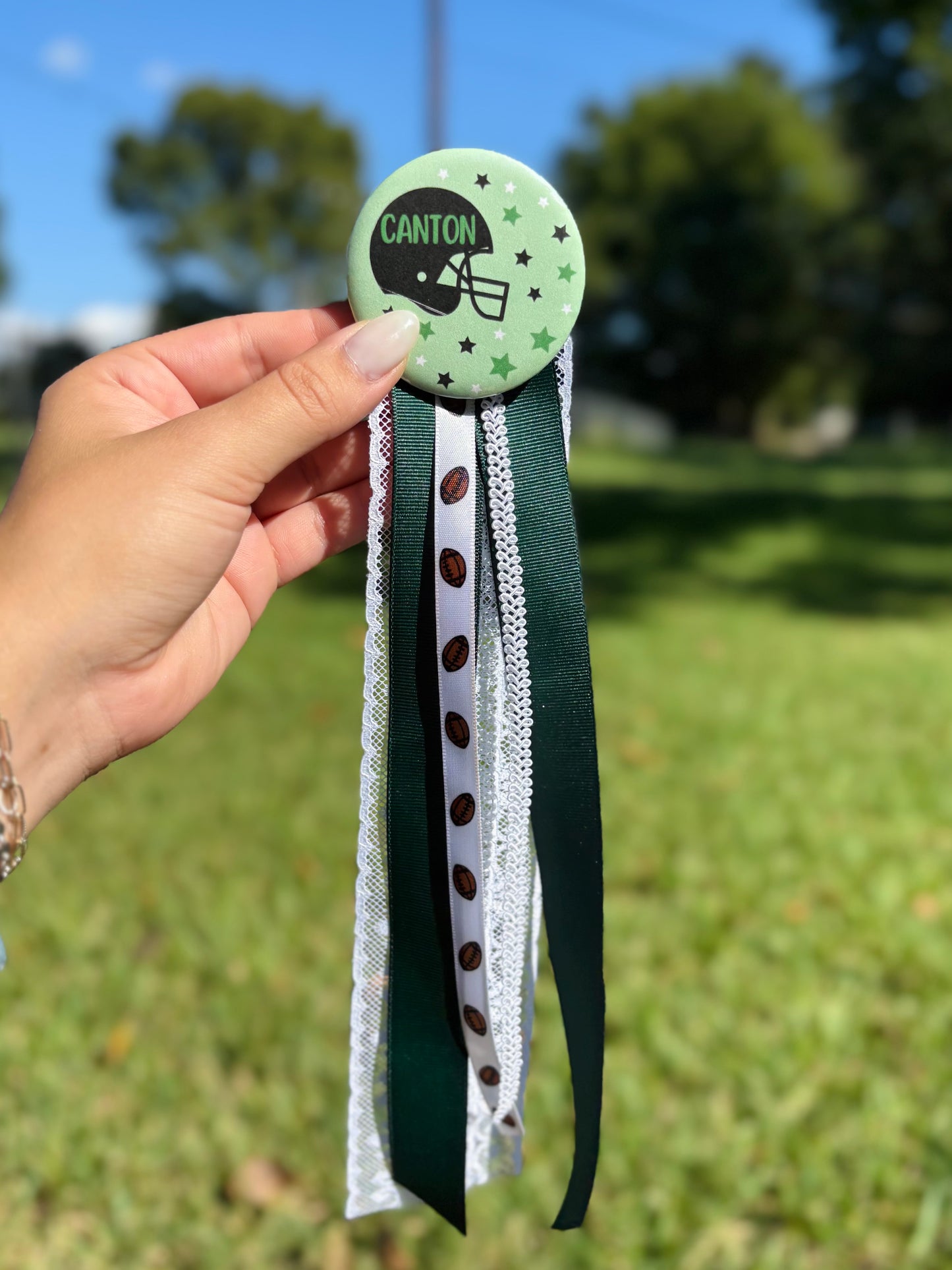 Custom Spirit Button With Ribbon