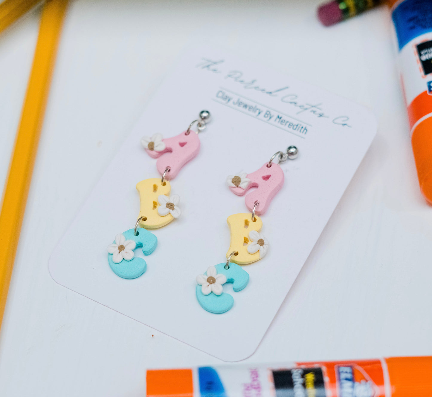 Floral School Letters Dangle