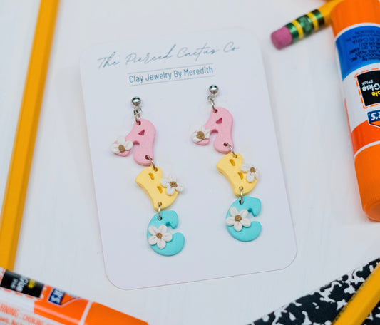 Floral School Letters Dangle