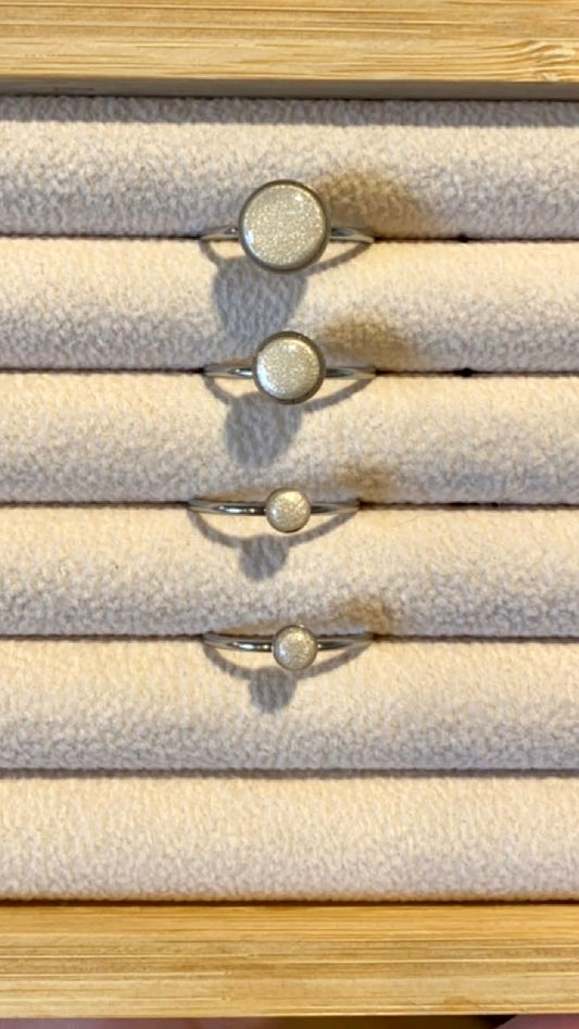 Pearl Silver Clay Adjustable Ring