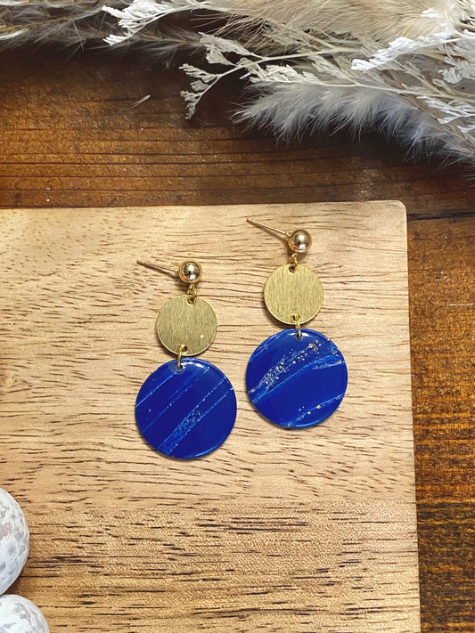 Blue Marbled Circle Dangle