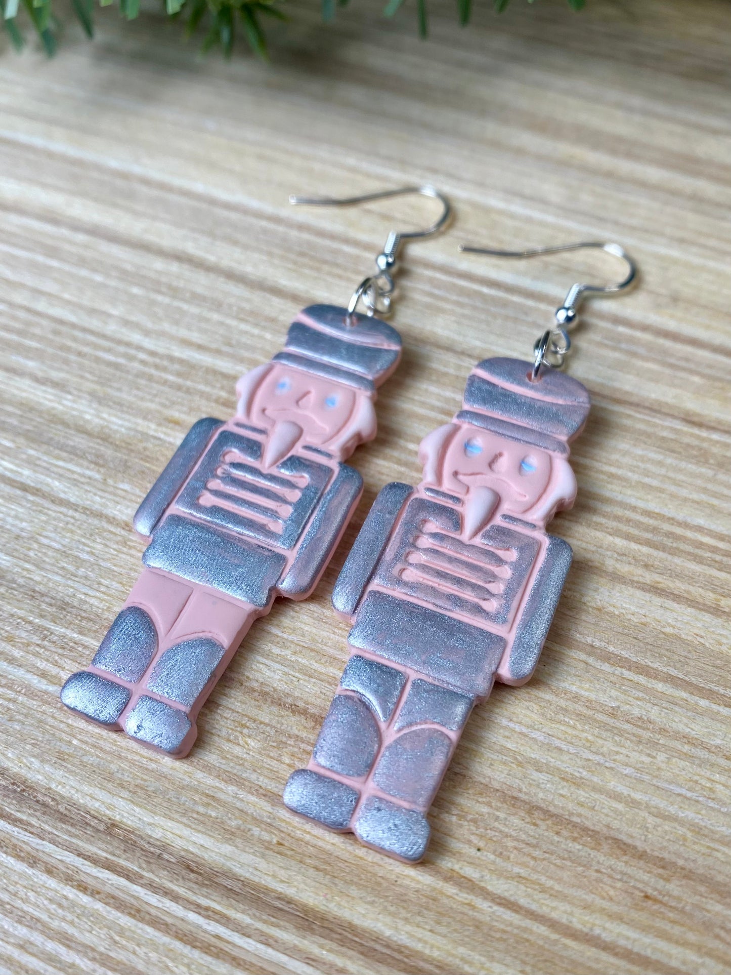 Pink & Silver Nutcracker Dangle - Hand Painted