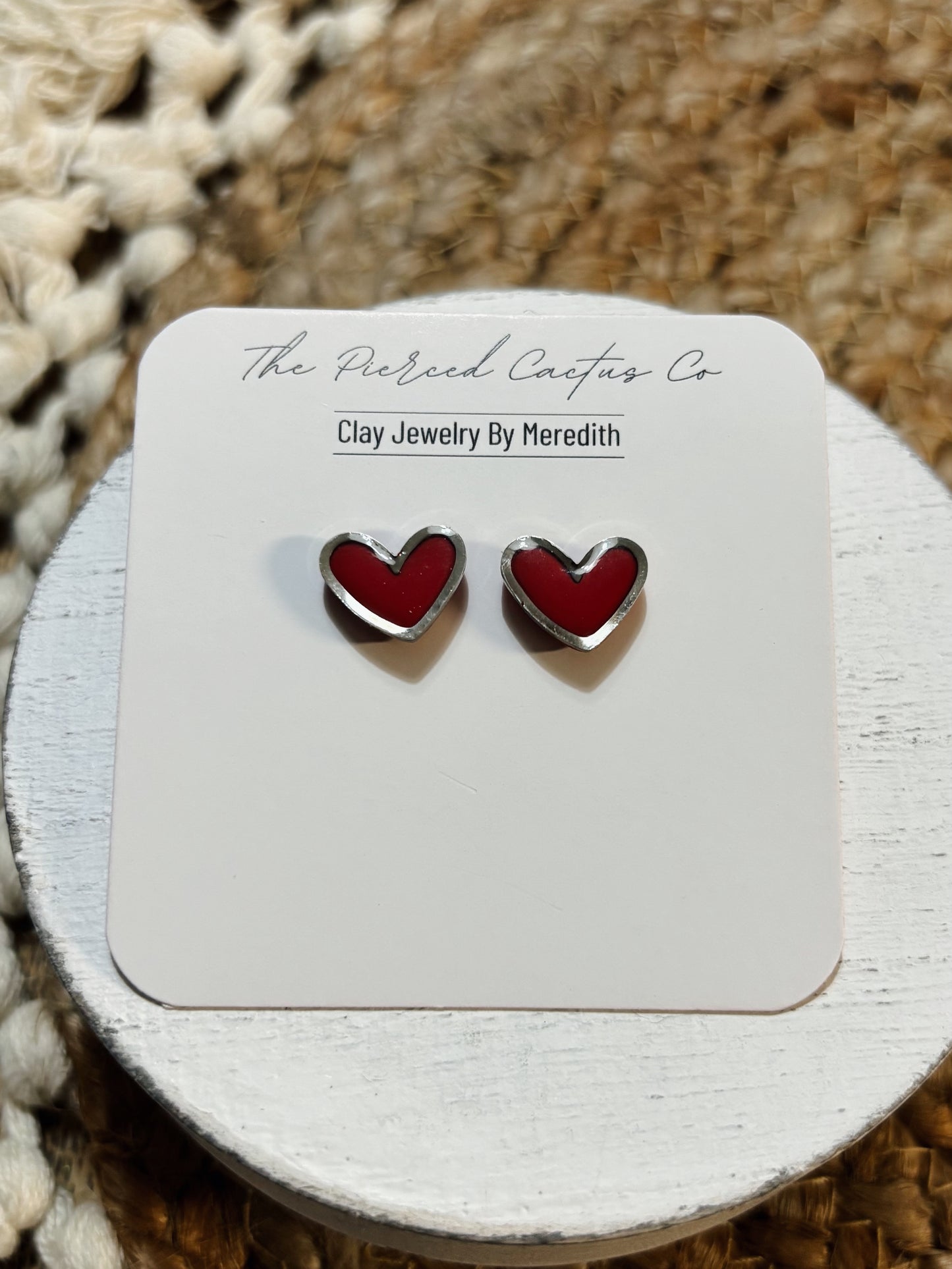 Glossed Red Heart Stud