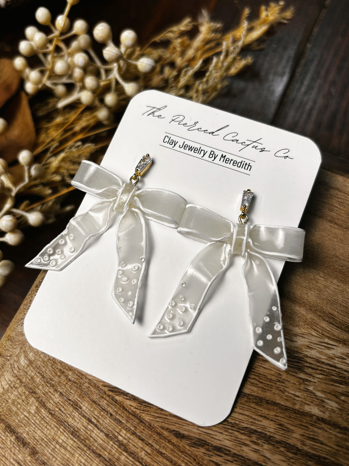 White Translucent Bow Dangle