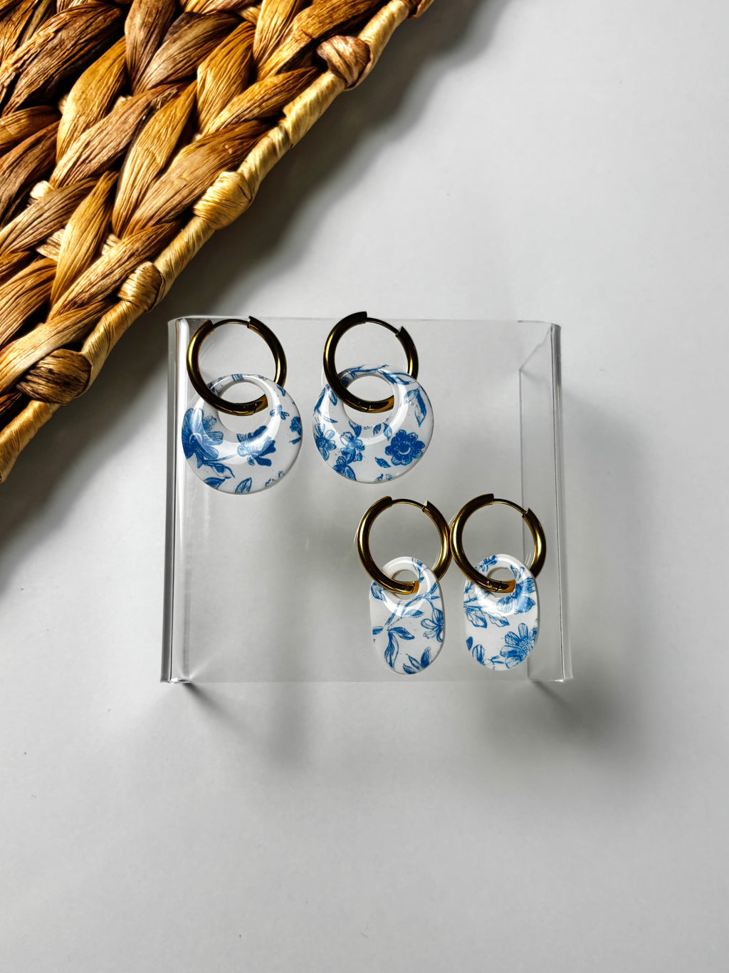 Blue Floral Hoops