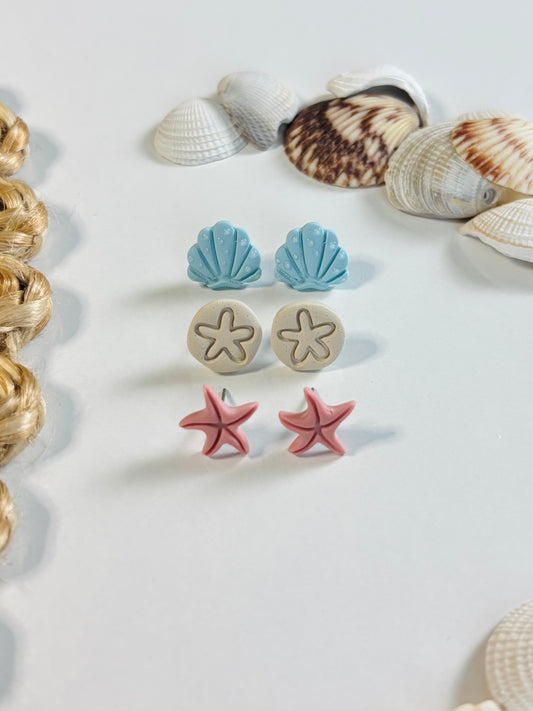 Blue, Tan & Pink Beach Stud Pack