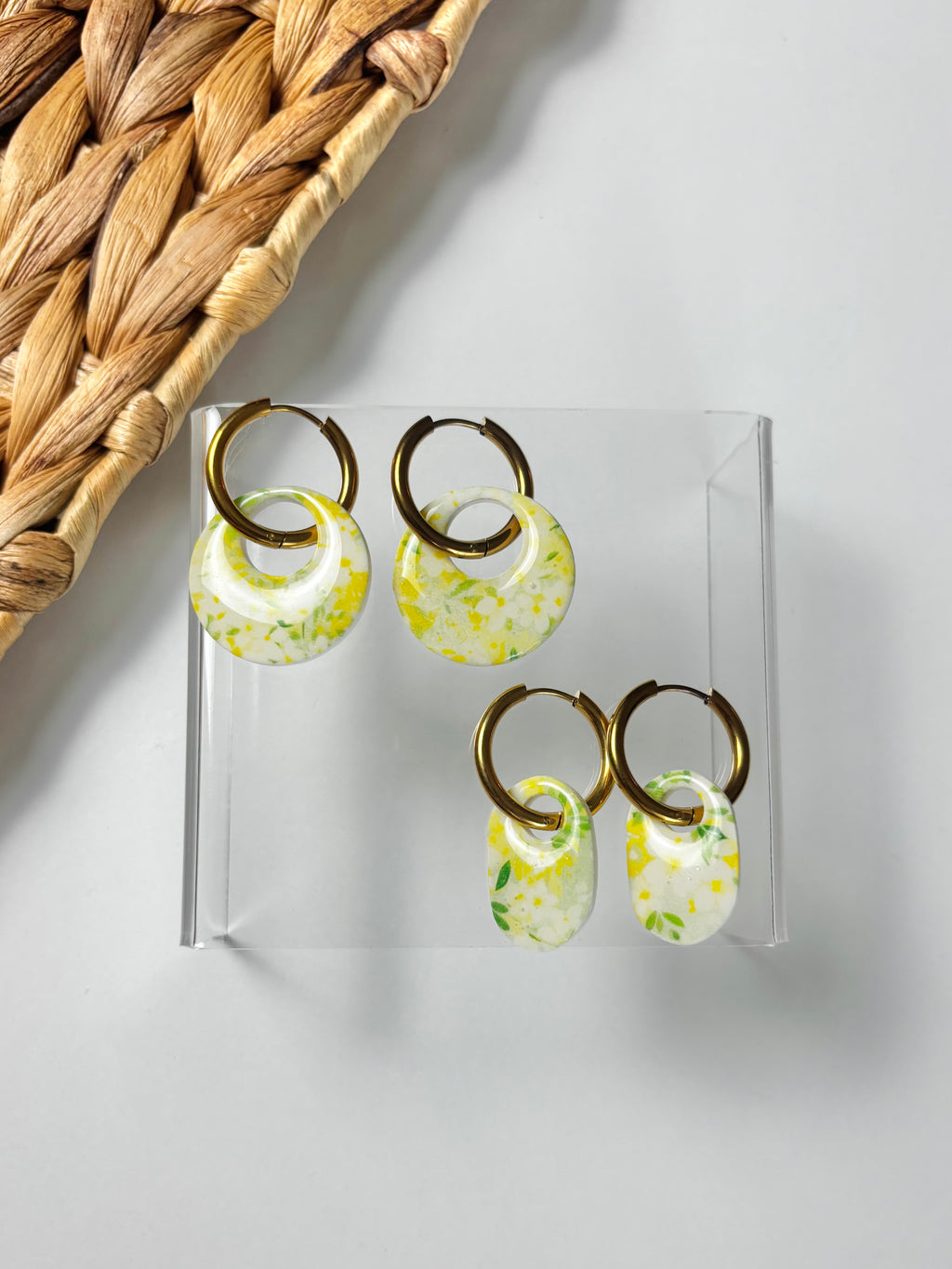 Yellow Floral Hoops