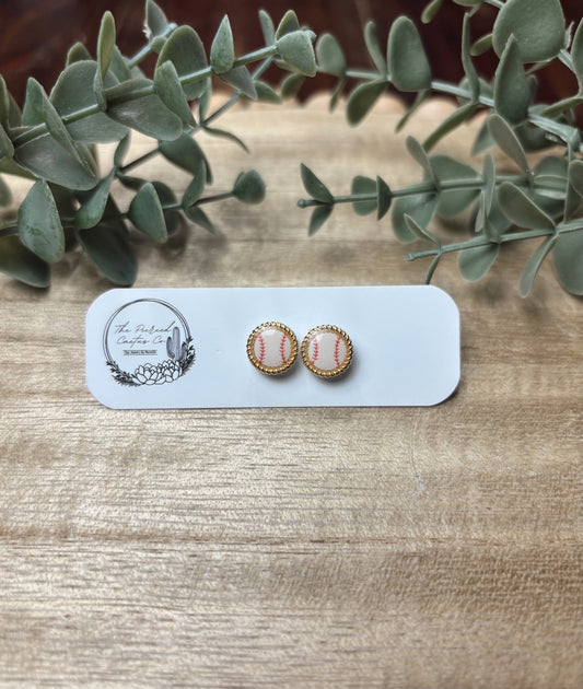 Small Gold Outlined Baseball Stud
