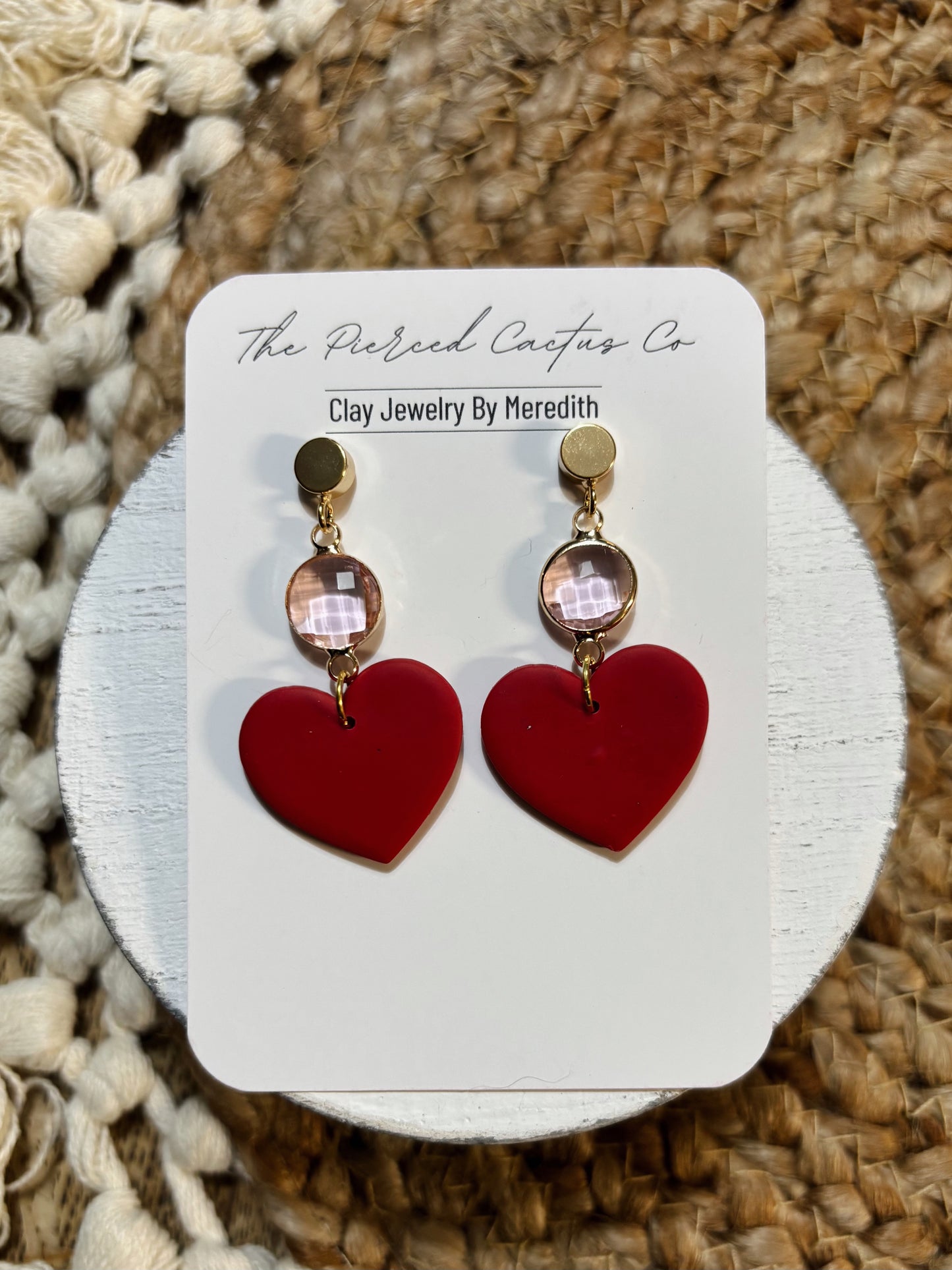 Red & Pink Rhinestoned Heart Dangle