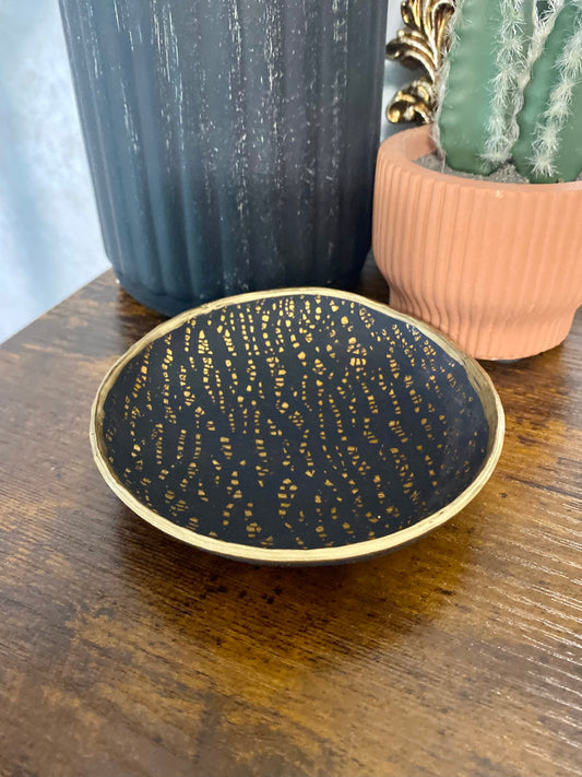 Black & Gold Clay Trinket Dish
