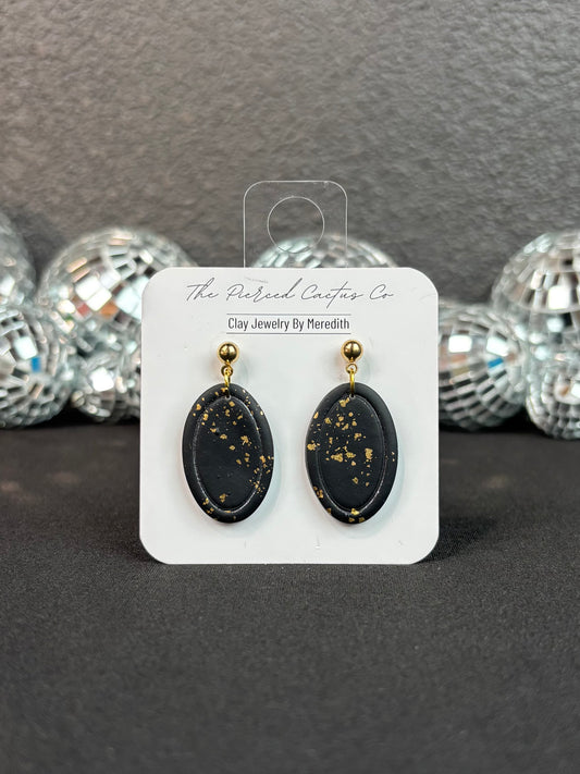 Black & Gold Oval Dangle