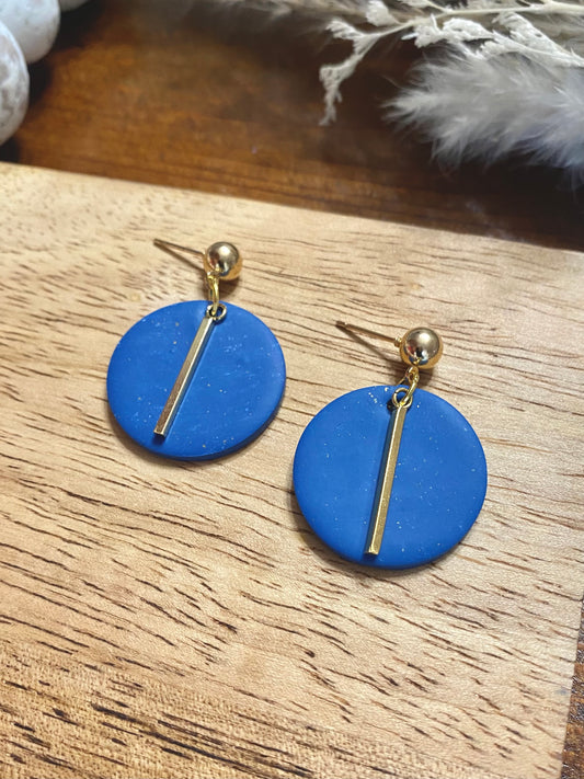 Blue Circle Dangle With Gold Charm