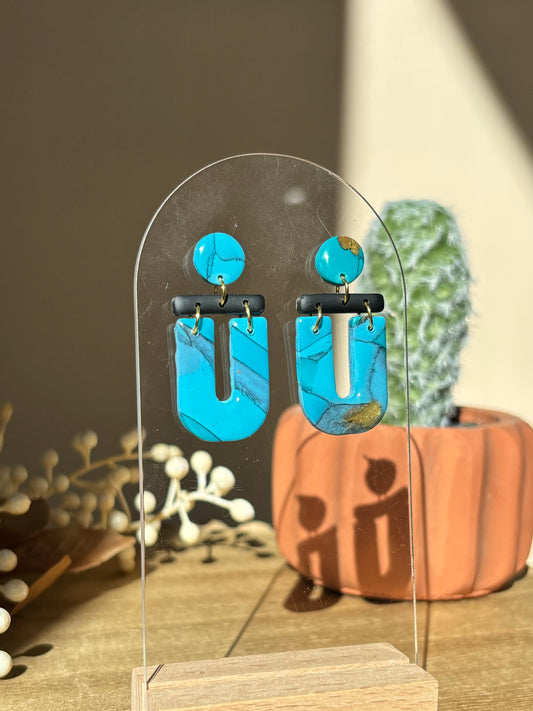 Medium Sized Turquoise & Black Dangle