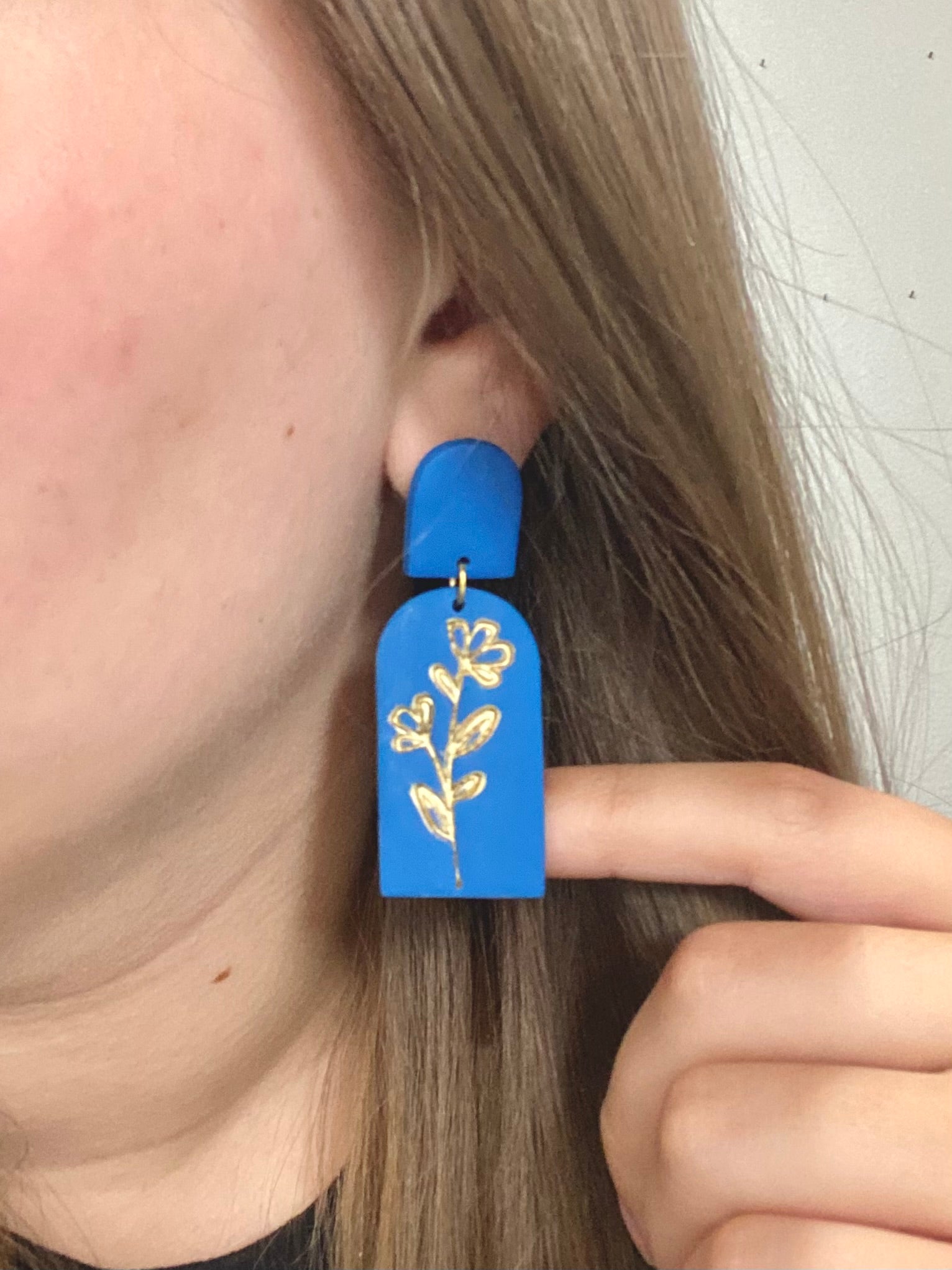 Blue & Gold Floral Dangle