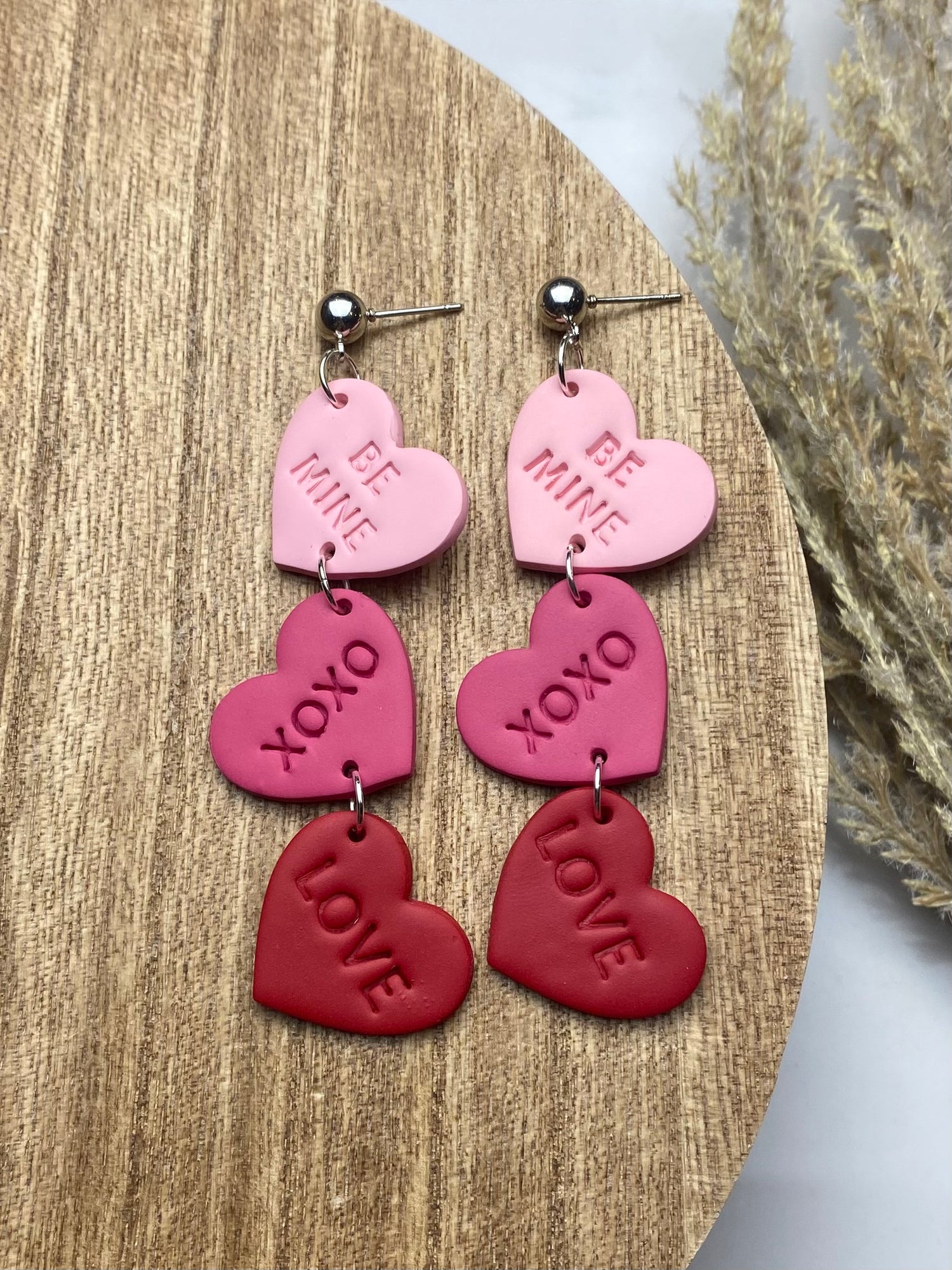 Conversation Heart Earrings, Valentines Dangles Earrings