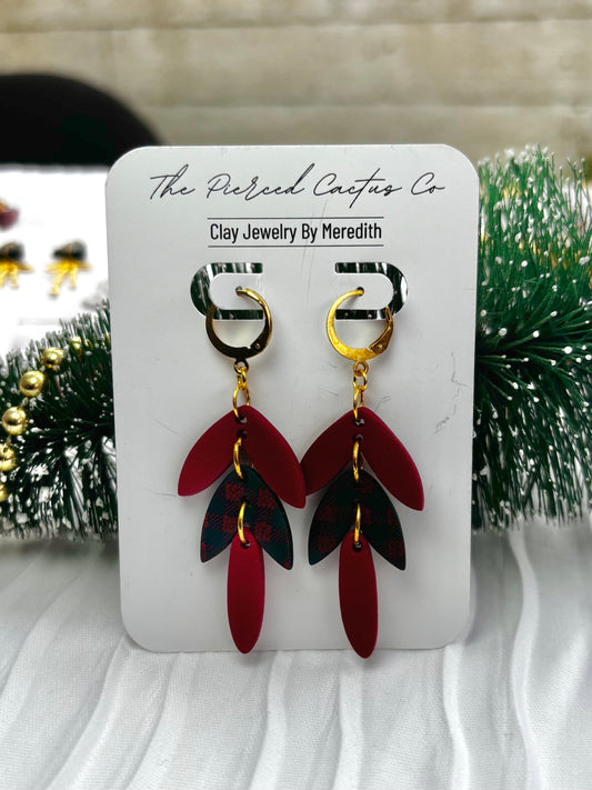 Elegant Red and Plaid Dangle