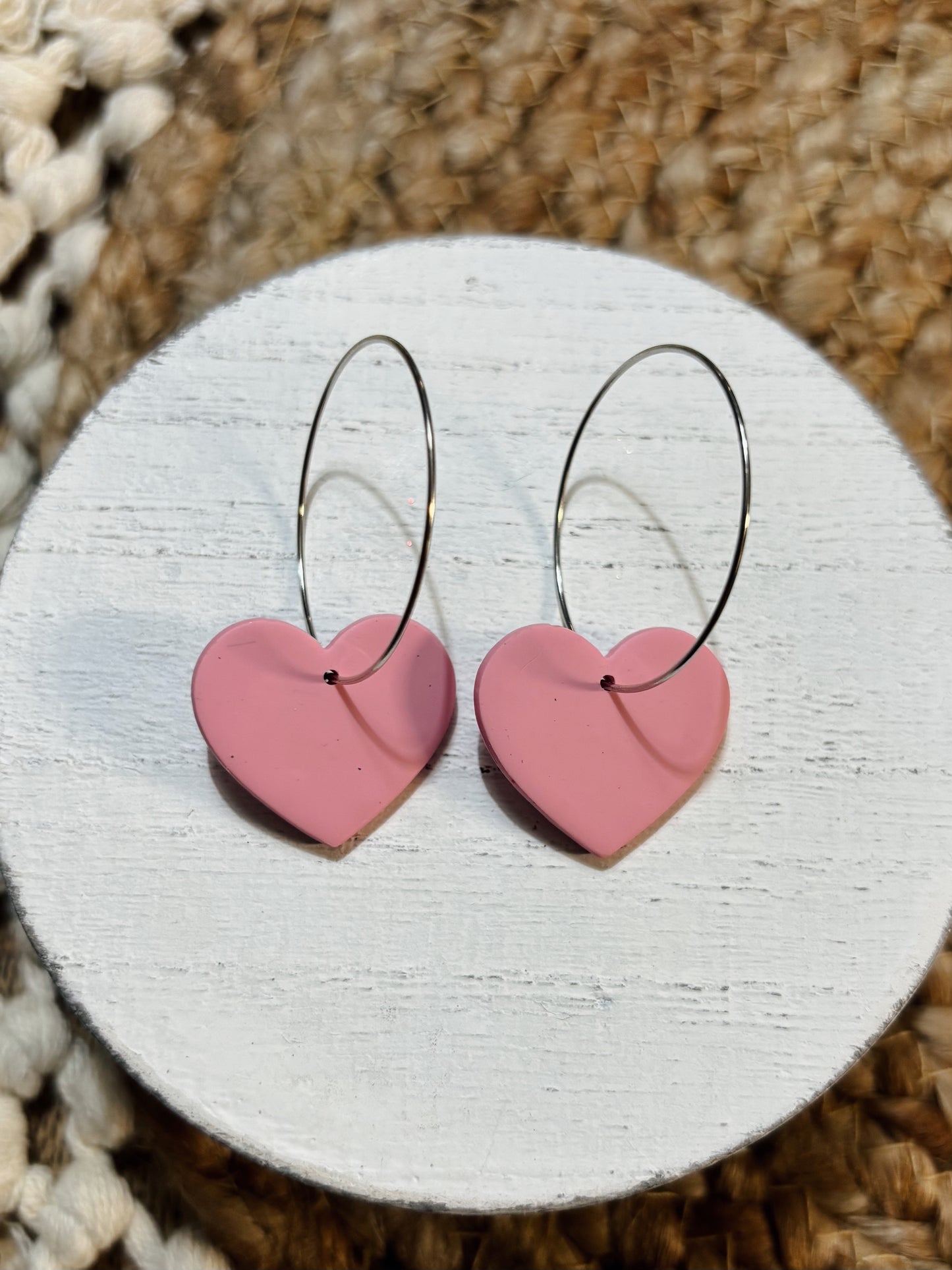 Pink & Silver Heart Hoop