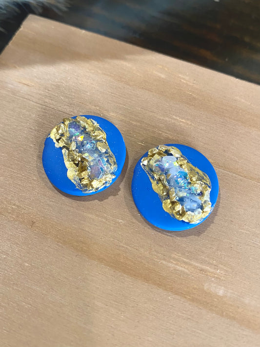 Blue Druzy Stud