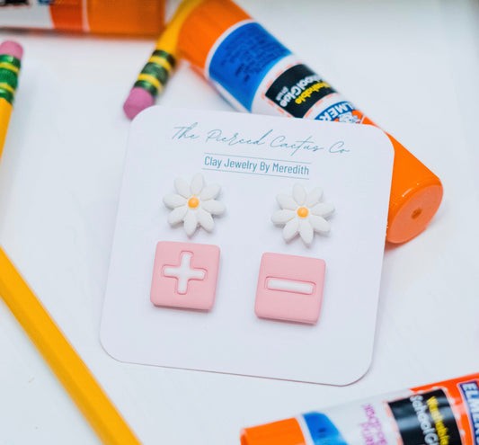 Pink & White Math Stud Pack