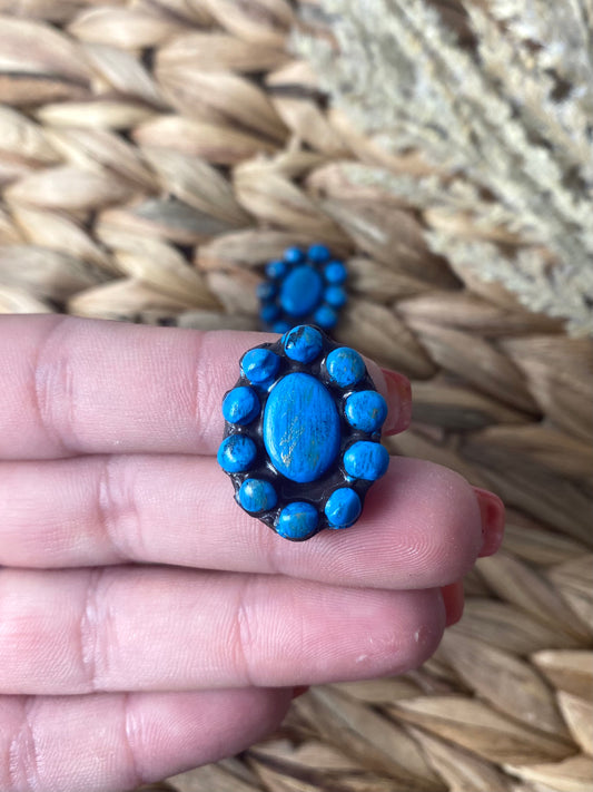 Dark Turquoise Cluster Stud