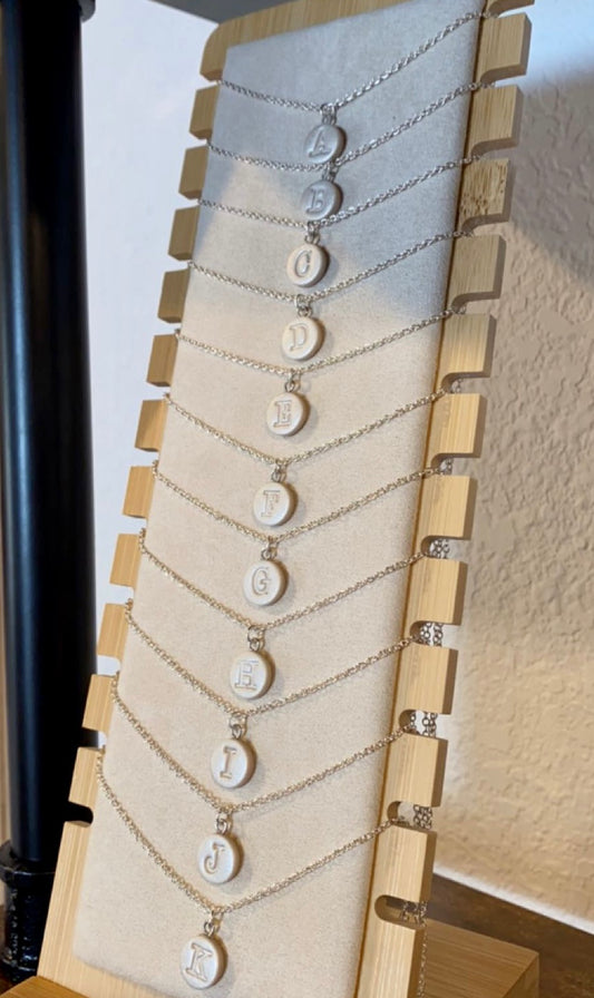 Silver Pearl Initial Necklace