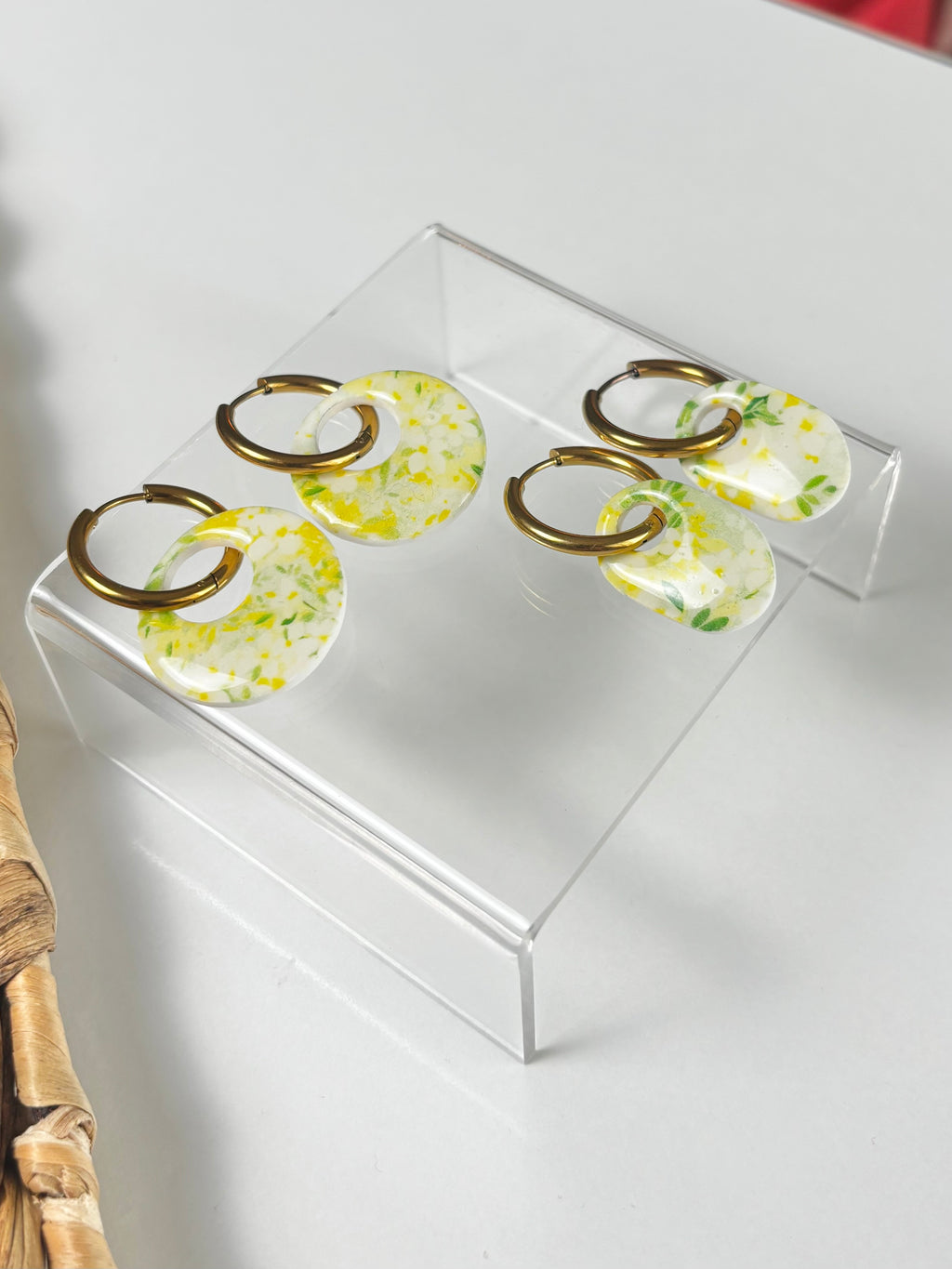 Yellow Floral Hoops