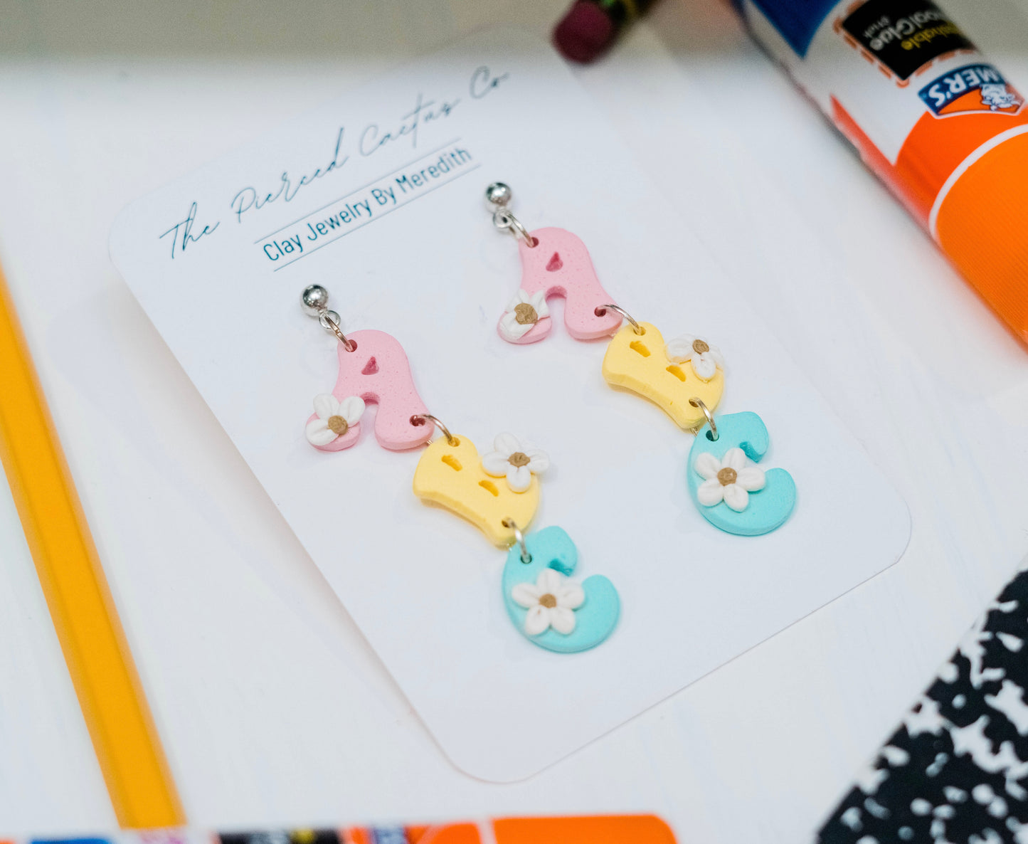 Floral School Letters Dangle