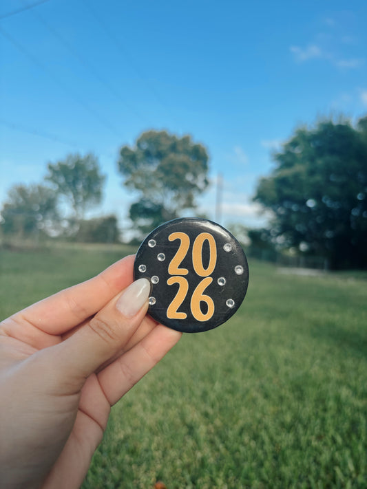 Custom Rhinestoned Year Button