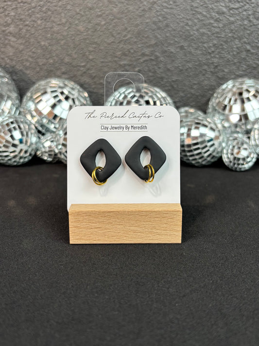 Large Black & Gold Stud