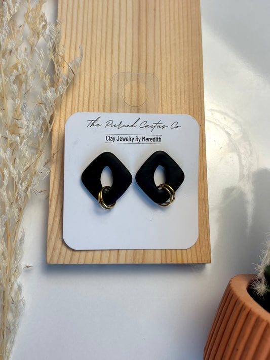 Large Black & Gold Stud
