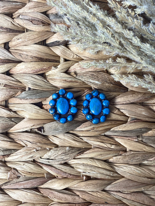 Dark Turquoise Cluster Stud