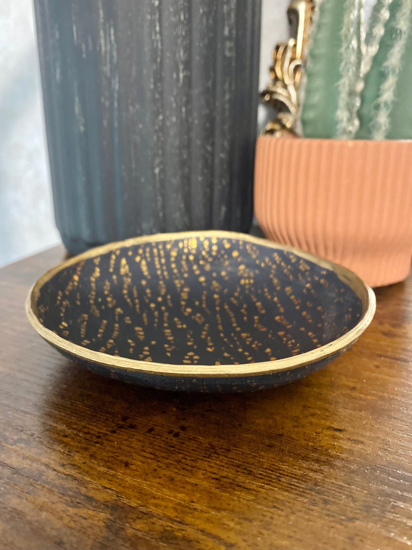 Black & Gold Clay Trinket Dish