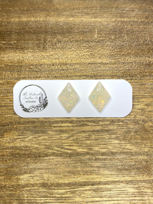 Opal Glossed Diamond Shaped Studs