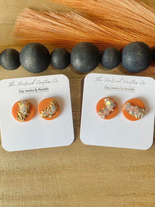 Orange Druzy Stud