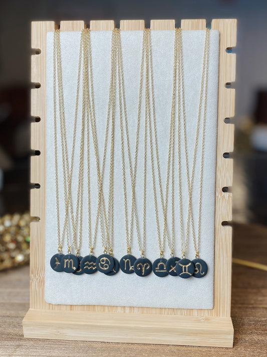 Dainty Black & Gold Zodiac Necklace