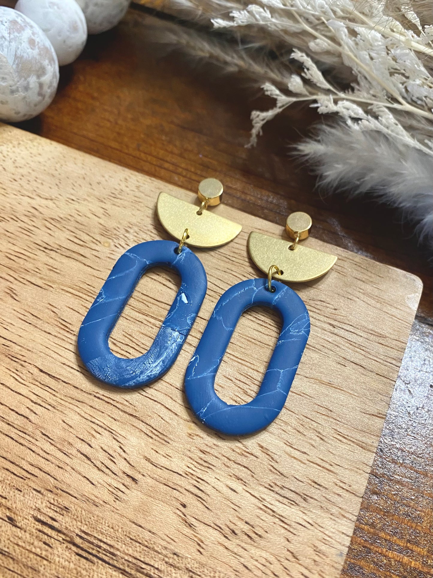 Blue & Gold Matte Dangle