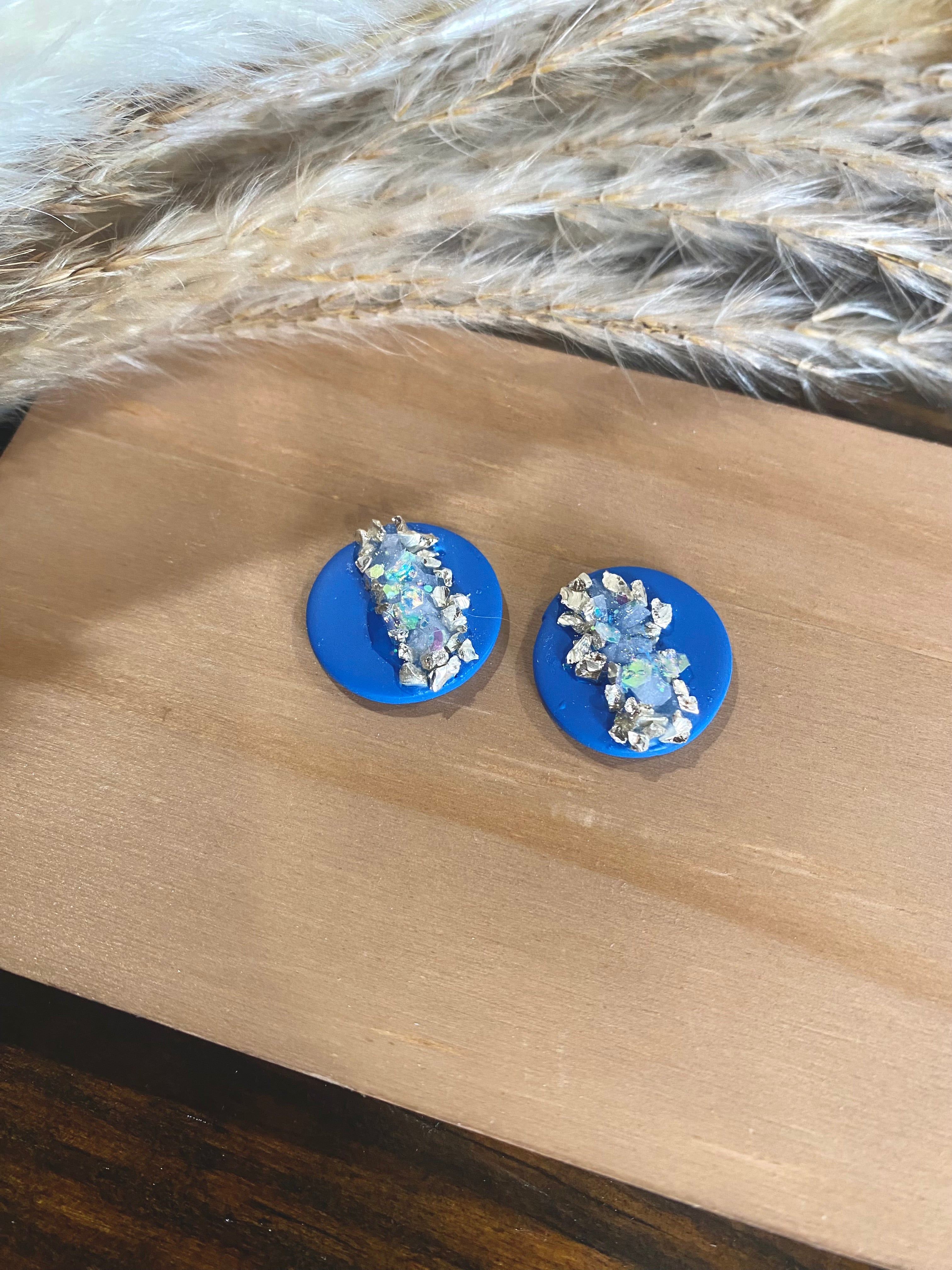 Blue Druzy Stud