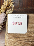 Pink Butterfly Rhinestoned Stud
